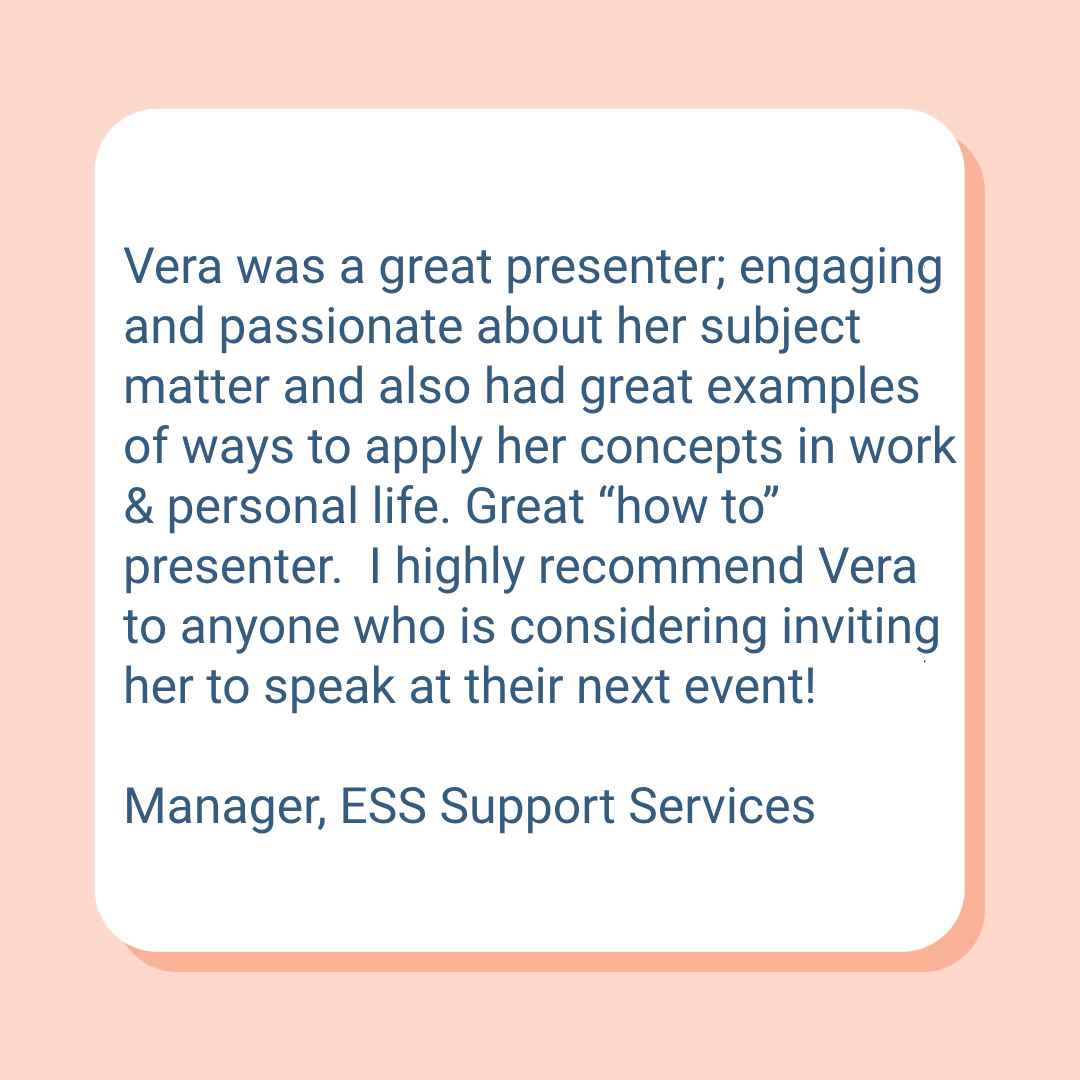 Talk Therapy With Vera - Testimonial - Workshop Testimonial 15