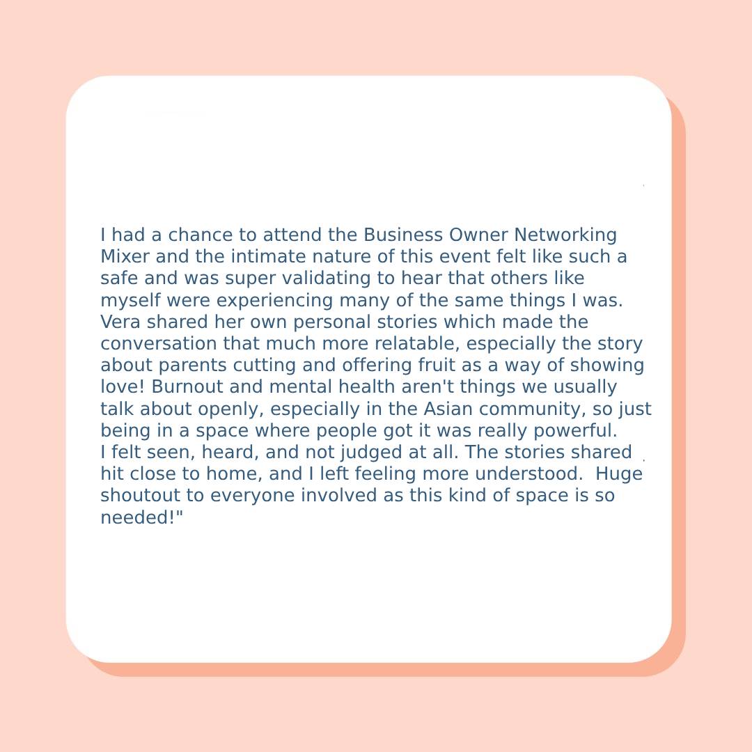 Talk Therapy With Vera - Testimonial - Workshop Testimonial 21