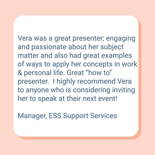Talk Therapy With Vera - Testimonial - Workshop Testimonial 15