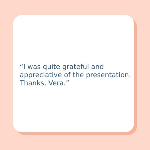 Talk Therapy With Vera - Testimonial - Workshop Testimonial 4